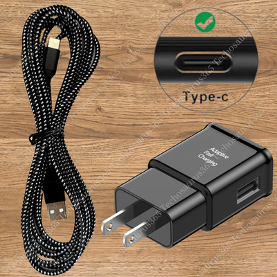 10Ft Long USB Type C Cable For Samsung Android USB Fast Charger Wall Power Block