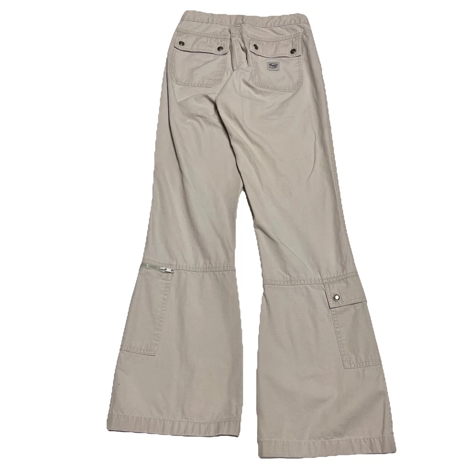 JEANS Y2K PLATEADOS DE COLECCIÓN Para Mujer 27 (27x31) Tostado Caqui Pantalones de tiro bajo Elastizados Patinador Foto 2 de 4