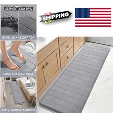 Durable Non Slip Bath Mat 72x24 Memory Foam Runner Rug for All Spaces Gray