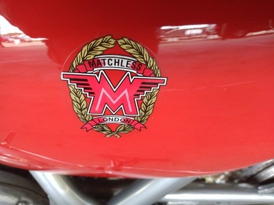 Matchless winged M red black gold 2 x 2.25'' toolbox oil tank vinyl stickers each