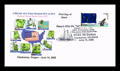 DR JIM STAMPS US COVER ALASKA FLAGS OF OUR NATION FDC NTSS CLACKAMAS OREOGN