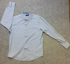 Nautica Slim Fit Dress Shirt Men's Large 16-16.5 34/35 Blue Plaid Button Down