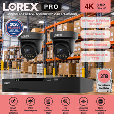 Lorex Apex X-Series Security System 4K 8CH 2TB NVR 2pcs X3 4K IP PoE Cameras