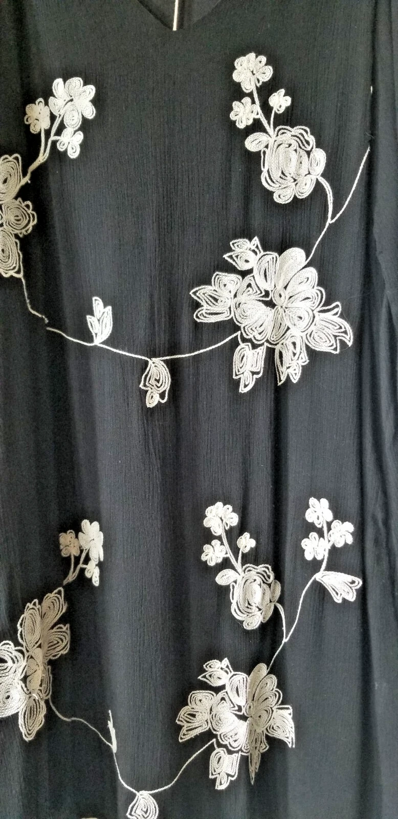 VETEMENTS Abito nero ENTRO ricamato floreale spalle fredde stravagante gotico boho taglia L nuovo con etichette