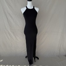 Express XS Ribbed Halter Maxi Black Bodycon Dress