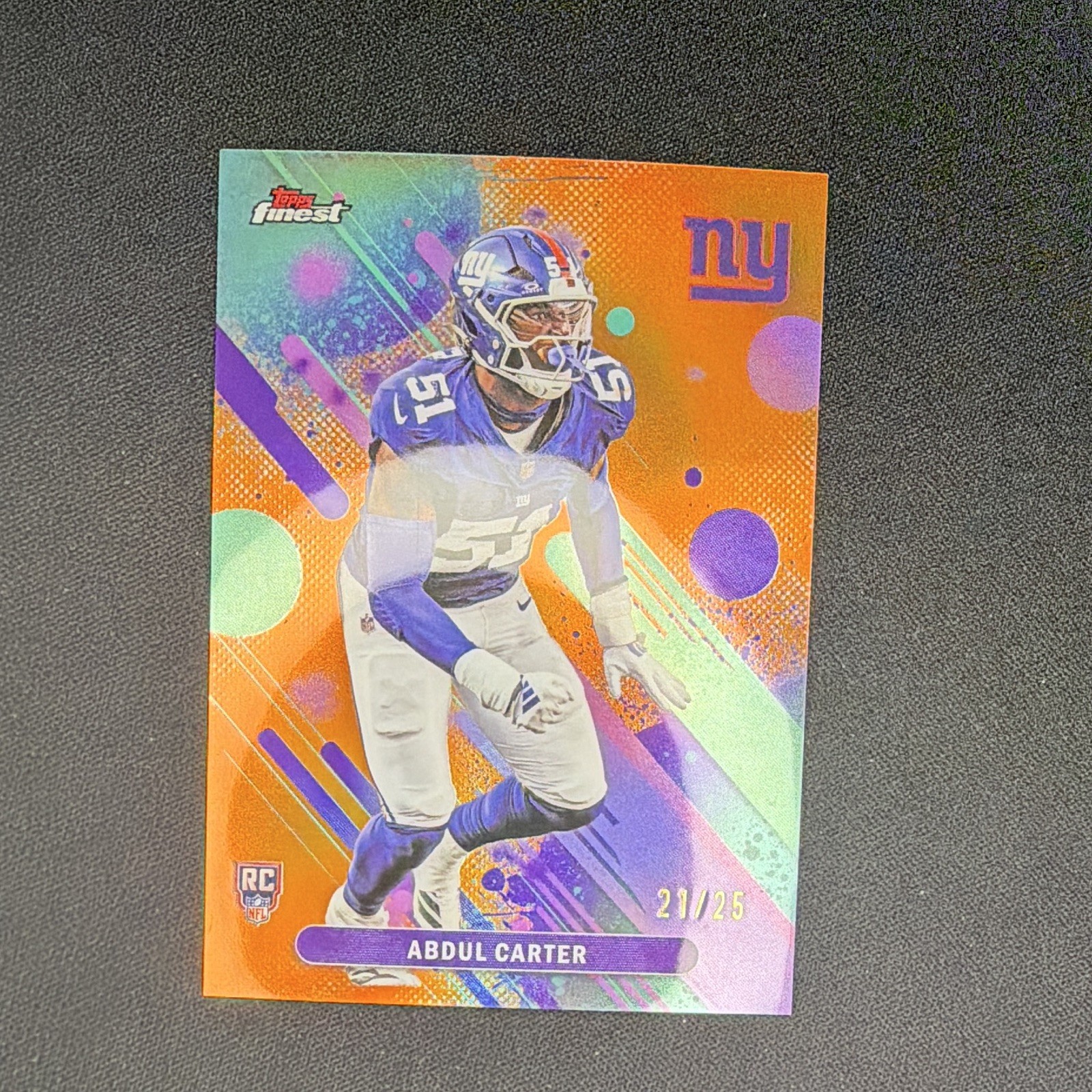 2025 Topps Finest - Common Abdul Carter #37 Orange Refractor /25 (RC)