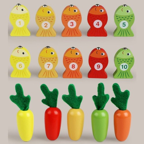 Number Color Cognitive Fishing Game Wooden Kids Montessori Interactive Toys - Picture 5 of 10