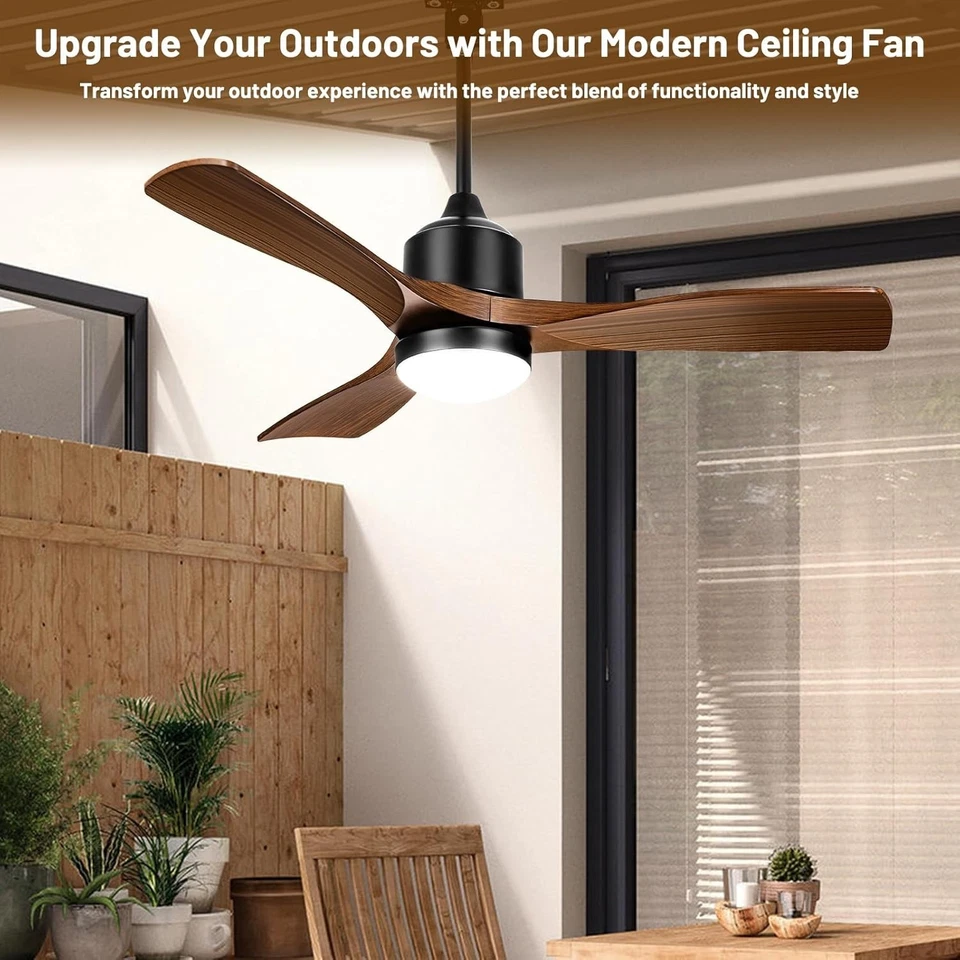 Smart Outdoor Ceiling Fan 42" IP65 Wet Rated w/ LED Light, Remote & App Control - Image 3 of 4