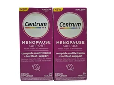 Centrum Menopause Support Complete Multivitamin +Hot Flash 30 Tablets - LOT OF 2
