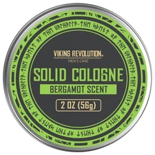 Viking Revolution Bergamot Solid Cologne for Men - 2 Oz Balm Cologne Travel W...