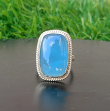 Partywear Chalcedony Gemstone Ring Solid 925 Silver Statement Ring All Size R311