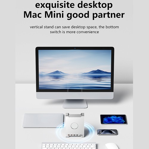 USB C Hub mit M.2 SSD Gehäuse für Mac Mini M4 Ständer Typ-C Dockingstation - Bild 11 von 13
