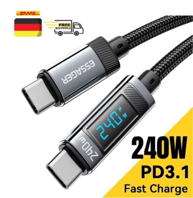 Essager 240W USB-C auf USB-C Kabel PD 3.1 Schnellladung für MacBook & Samsung