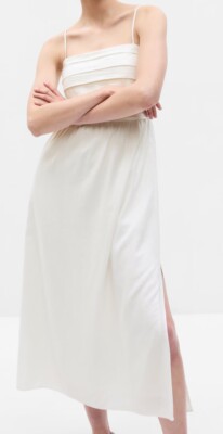 NWT GAP Off White Linen Blend Midi Dress Removable Straps Sz Large | eBay