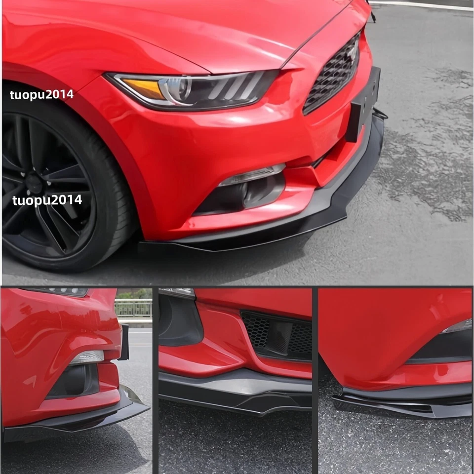 For Ford Mustang Front Bumper Splitter Lip 3 Segment Style Gloss Black 2015-2017 - Image 3 of 4