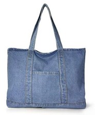 Light Weight Soft Denim Tote Unisex Shopper Shoulder Handbag