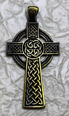 Antikes Bronze Kelten-Wikinger Antik Look Kreuz Handarbeit Selten Vintage