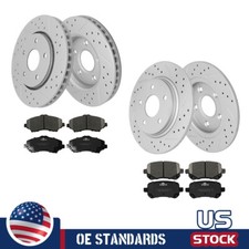 For Dodge Journey Grand Caravan Routan Front Rear Disc Rotors Ceramic Brake Pads