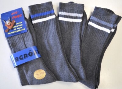 4 Paar Herren Tennis/Berufs/Arbeitssocke grau mit Ringel 47/50 Topangebot Socken