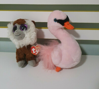 TY BEANIE BOOS VELVE TY VELVETY PINK SWAN 2019 TAMOO MONKEY