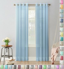 A pair of high quality Voile Curtain ring Top solid sheer 56" wide with 8 rings 