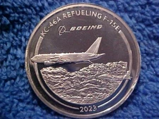 2023 BOEING EMPLOYEEs COIN CLUB Pewter medal Pegasus KC46 Refueling F15E 12KbP