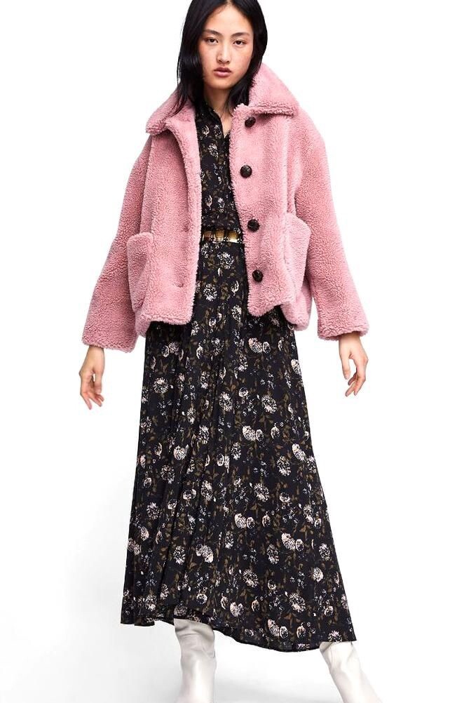 ZARA Pink Faux Fur Teddy Jacket & Coat | eBay