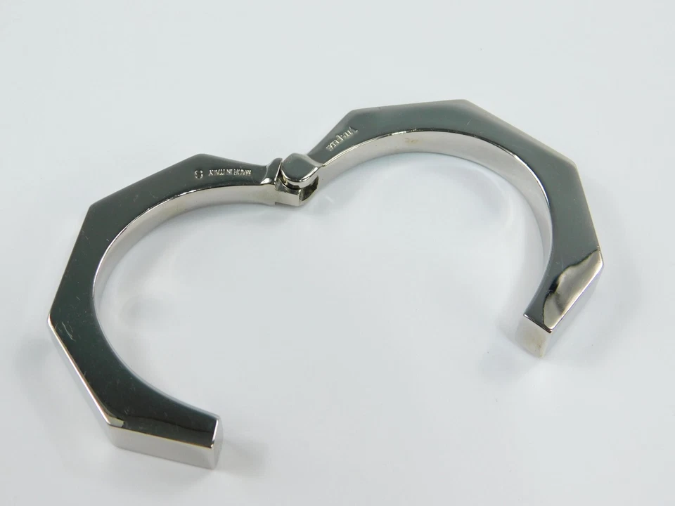 Vita Fede Italy S Silver Tone Sleek Octagonal Hinged Bangle Bracelet 3/8"W 6"L - Image 4 of 4