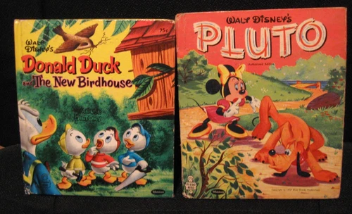 2 Vintage Walt Disney Whitman Books Donald Duck Pluto 1956 Tell a Tales - product listing photo