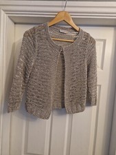 J) Indigo Collection Marks And Spencer Ladies Brown Knitted Bolero Cardigan Size