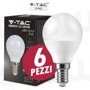 V-Tac VT-1880 Lampadina LED SMD 4 5W E14 Mini globo P45 Bianco Caldo 3000K - SKU