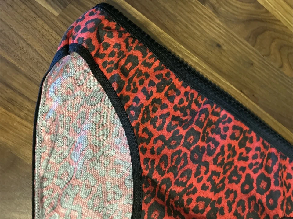 Bragas de bikini de colección 100 % algodón estampado de leopardo L grandes negras corte alto Foto 2 de 4
