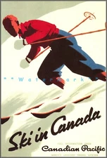 Ski In Canada 1937 Canadian Pacific Vintage Poster Print Winter Sports Travel 