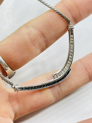 Extrem feines natürliches schwarz-weißes Diamant Collier 6,7 g ~ P0201