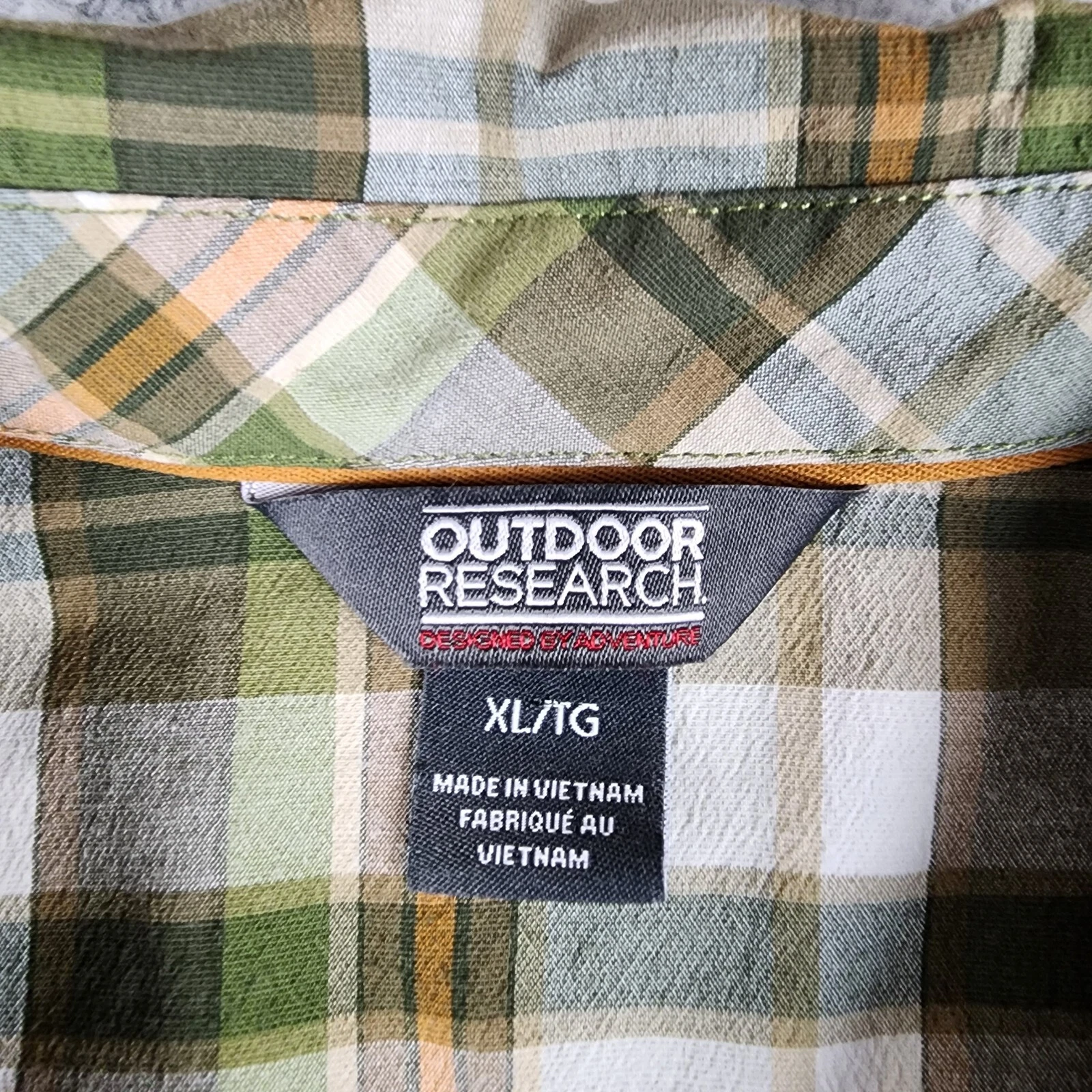 outdoor-research plaid short sleeve hiking fishing shirt
