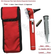 Red Mini Fiber Optic-Medical Otoscope Diagnostic Examination-CE Approved