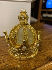 3-pc Gold Pearl Rhinestone Crown Trinket Box ...