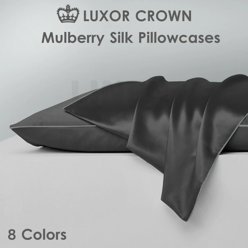 2x Mulberry Silk Standard Pillow Case Slip Protector Genuine 25 Momme Silk Gift