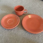 Fiestaware Homer Laughlin Bright Orange 7" Side Plate Salad Tea Cup Saucer
