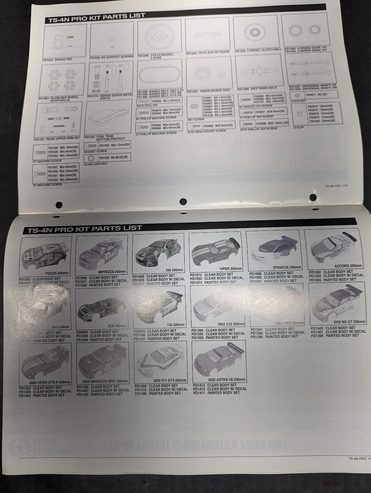FOLHETO DE CARRO VINTAGE THUNDER TIGER ESCALA 1:10 TS-4N PRO 4WD - LISTAGEM DE PEÇAS - Imagem 4 de 4