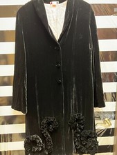 Women "sarah-jane" Blk Velvet Long Sleeve Coat. Size.xl. Prev. Owned