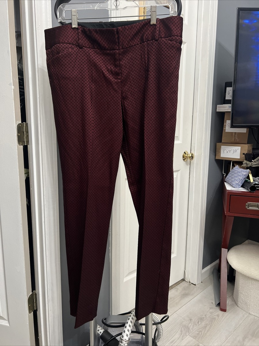 ladies dress pant design The Limited Sz 10 Maroon Textured Women Pants Straight 4-Pockets Drew Fit latex-exchange
