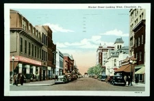 Vintage Linen Postcard Market Street Clearfield PA 1930s Divided Back