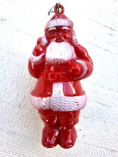 Vintage SANTA CLAUS Hard Plastic Christmas Ornament 3"H 