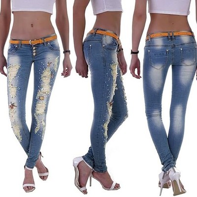 Damen Jeans Röhrenjeans Röhre Stretch Skinny Stretch Hose Sexy Hüftjeans H20