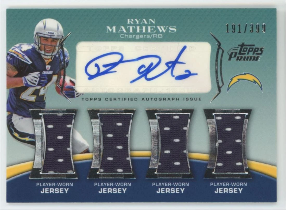 Ryan Mathews Topps Prime Autograph Relics #PL5RM Level 5