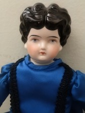Antique China Head Doll 19" Low Brow Molded Hair Size 5 Shoulder Plate German