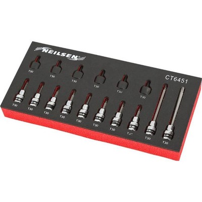 Neilsen 16tlg langer Torx Bit Stern Steckschlüsselsatz T30 Trx 3/8'' Stecknüsse 30mm - 100mm
