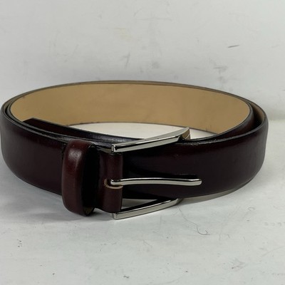 Bosca Men Ox Blood Maroon Genuine Leather Belt  Silver Buckle Sz 42/105 B03852