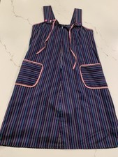 Vintage 70’s Multicolor Striped Smock Dress Size Medium Oversized Back Pockets